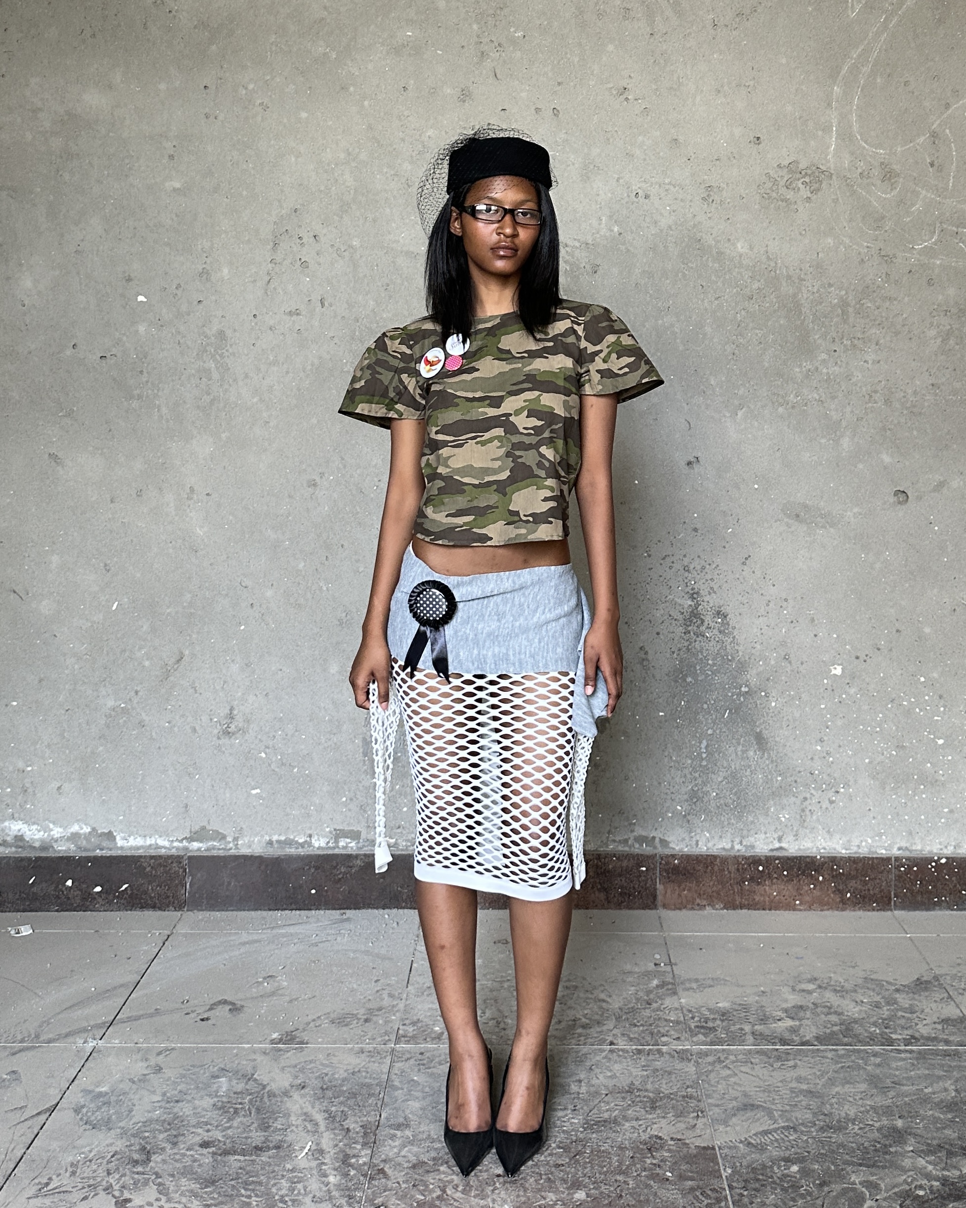 Camouflage Puff Sleeved Top