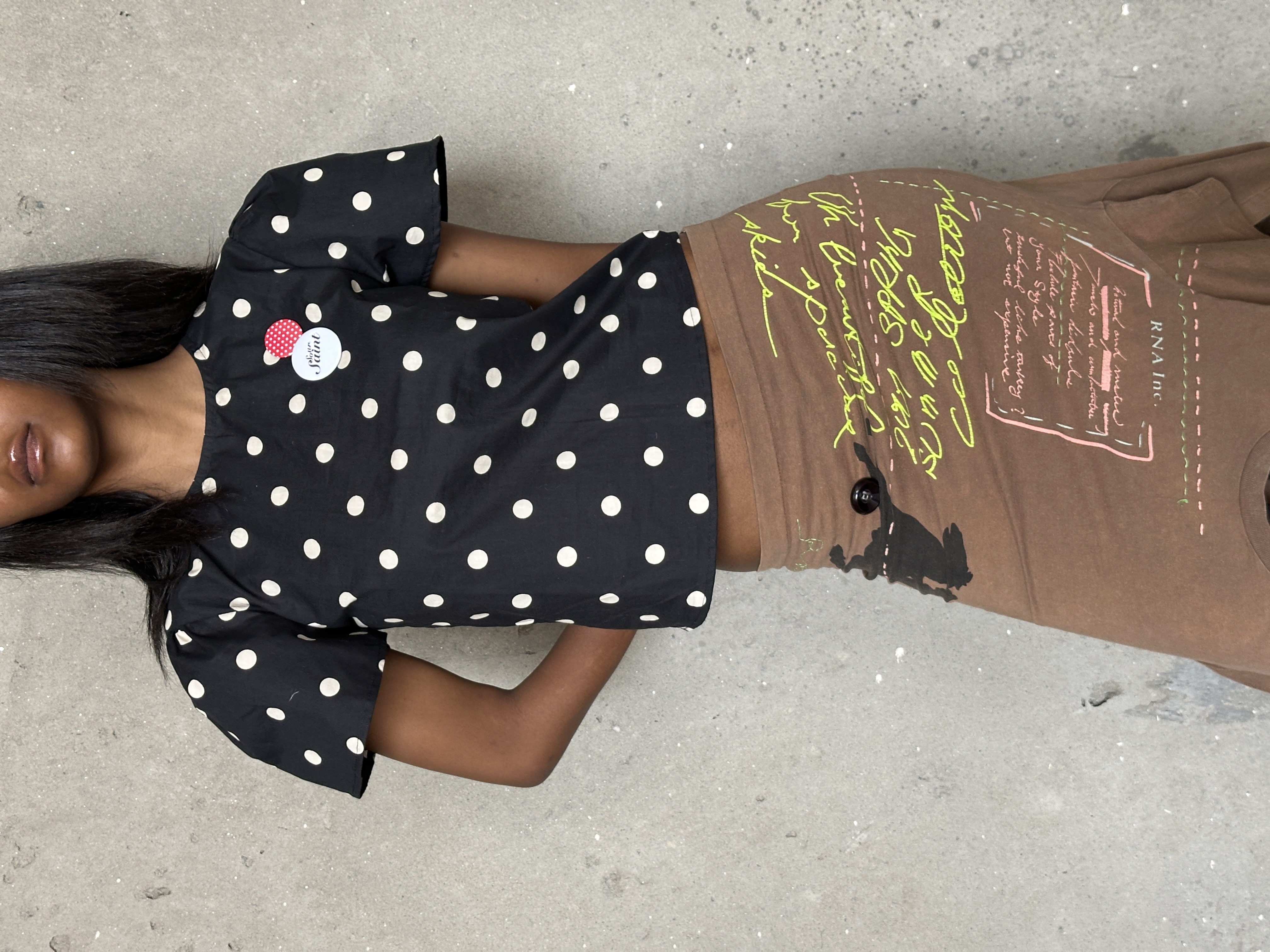 Black Polka Dot Puff Sleeve Top